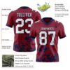 Custom Crimson White-Navy 3D Pattern Splash Authentic Football Jersey