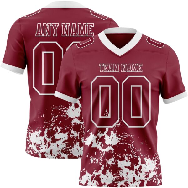 Custom Crimson White 3D Pattern Splash Authentic Football Jersey