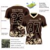 Custom Brown Cream 3D Pattern Splash Authentic Football Jersey