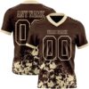 Custom Brown Cream 3D Pattern Splash Authentic Football Jersey