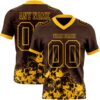 Custom Brown Gold 3D Pattern Splash Authentic Football Jersey