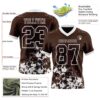 Custom Brown White 3D Pattern Splash Authentic Football Jersey