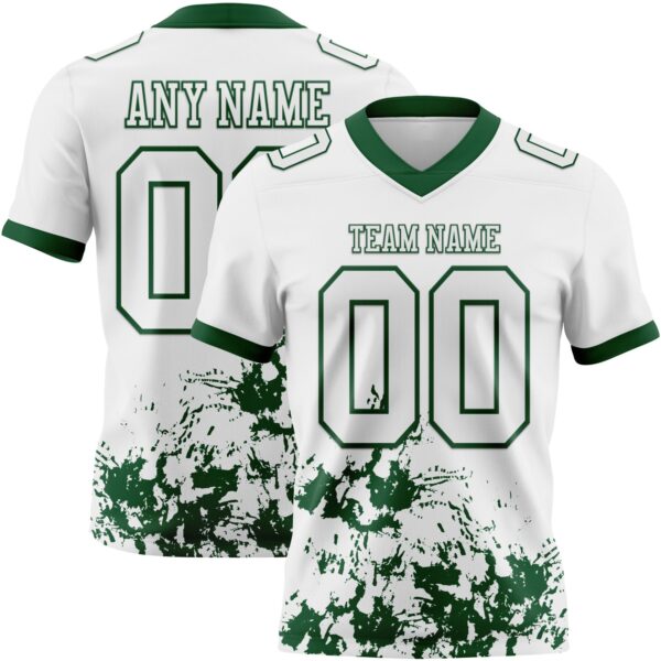 Custom White Green 3D Pattern Splash Authentic Football Jersey