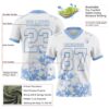 Custom White Light Blue 3D Pattern Splash Authentic Football Jersey