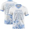 Custom White Light Blue 3D Pattern Splash Authentic Football Jersey