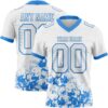 Custom White Powder Blue 3D Pattern Splash Authentic Football Jersey