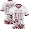 Custom White Burgundy 3D Pattern Splash Authentic Football Jersey