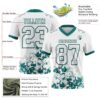 Custom White Teal 3D Pattern Splash Authentic Football Jersey