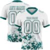 Custom White Teal 3D Pattern Splash Authentic Football Jersey