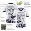 Custom White Navy 3D Pattern Splash Authentic Football Jersey
