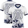 Custom White Navy 3D Pattern Splash Authentic Football Jersey