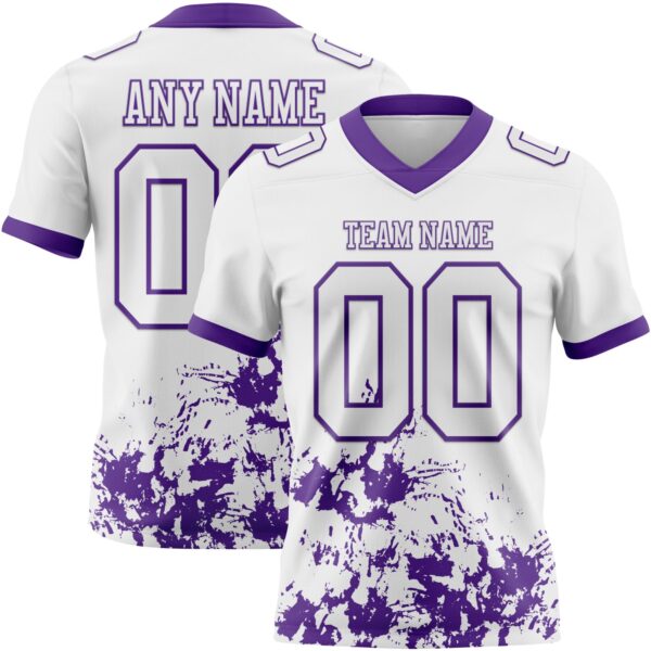 Custom White Purple 3D Pattern Splash Authentic Football Jersey