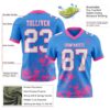 Custom Powder Blue White-Pink 3D Pattern Splash Authentic Football Jersey