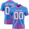 Custom Powder Blue White-Pink 3D Pattern Splash Authentic Football Jersey