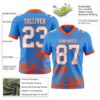 Custom Powder Blue White-Orange 3D Pattern Splash Authentic Football Jersey