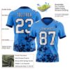 Custom Powder Blue White-Navy 3D Pattern Splash Authentic Football Jersey
