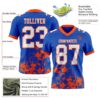 Custom Thunder Blue White-Orange 3D Pattern Splash Authentic Football Jersey