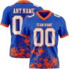Custom Thunder Blue White-Orange 3D Pattern Splash Authentic Football Jersey