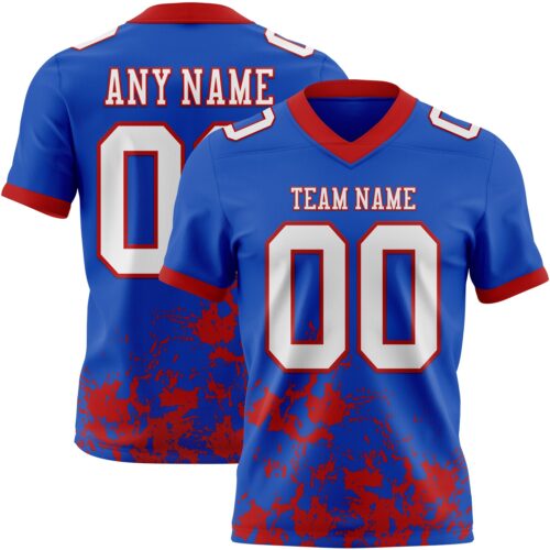 Custom Thunder Blue White-Red 3D Pattern Splash Authentic Football Jersey