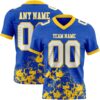 Custom Thunder Blue White-Yellow 3D Pattern Splash Authentic Football Jersey