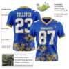 Custom Thunder Blue White-Old Gold 3D Pattern Splash Authentic Football Jersey