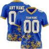 Custom Thunder Blue White-Old Gold 3D Pattern Splash Authentic Football Jersey