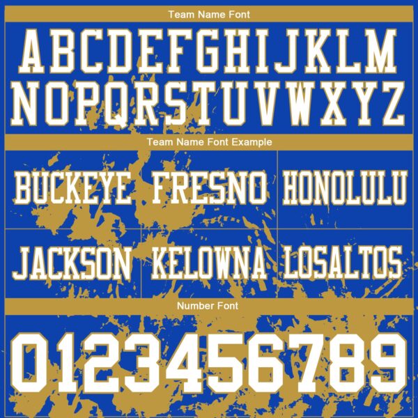 Custom Thunder Blue White-Old Gold 3D Pattern Splash Authentic Football Jersey