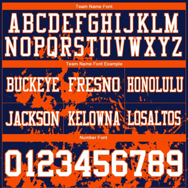 Custom Navy White-Orange 3D Pattern Splash Authentic Football Jersey