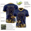 Custom Navy Old Gold 3D Pattern Splash Authentic Football Jersey