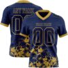 Custom Navy Old Gold 3D Pattern Splash Authentic Football Jersey