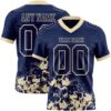 Custom Navy Cream 3D Pattern Splash Authentic Football Jersey