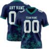 Custom Navy White-Teal 3D Pattern Splash Authentic Football Jersey