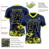 Custom Navy Neon Yellow 3D Pattern Splash Authentic Football Jersey