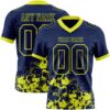 Custom Navy Neon Yellow 3D Pattern Splash Authentic Football Jersey