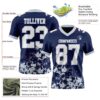 Custom Navy White-Silver 3D Pattern Splash Authentic Football Jersey