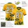 Custom Gold White-Green 3D Pattern Splash Authentic Football Jersey