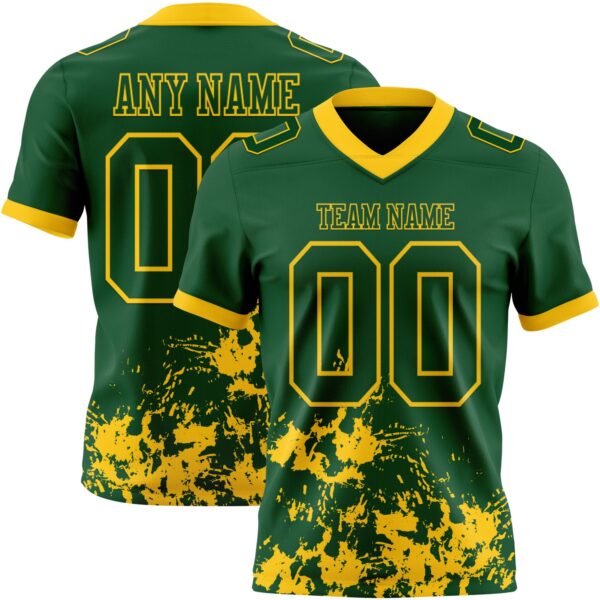 Custom Green Yellow 3D Pattern Splash Authentic Football Jersey
