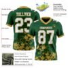 Custom Green White-Old Gold 3D Pattern Splash Authentic Football Jersey