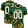 Custom Green White-Old Gold 3D Pattern Splash Authentic Football Jersey