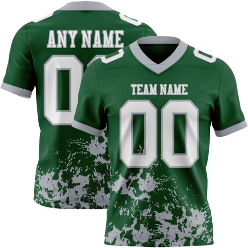 Custom Green White-Gray 3D Pattern Splash Authentic Football Jersey