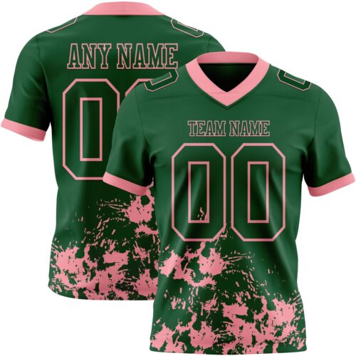 Custom Green Medium Pink 3D Pattern Splash Authentic Football Jersey