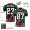 Custom Green White-Pink 3D Pattern Splash Authentic Football Jersey