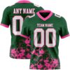 Custom Green White-Pink 3D Pattern Splash Authentic Football Jersey