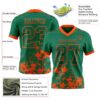 Custom Kelly Green Orange 3D Pattern Splash Authentic Football Jersey