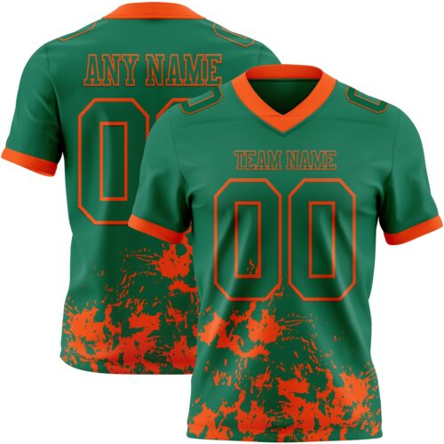 Custom Kelly Green Orange 3D Pattern Splash Authentic Football Jersey