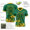 Custom Kelly Green Gold 3D Pattern Splash Authentic Football Jersey