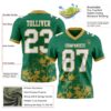 Custom Kelly Green White-Old Gold 3D Pattern Splash Authentic Football Jersey