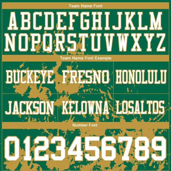 Custom Kelly Green White-Old Gold 3D Pattern Splash Authentic Football Jersey