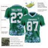 Custom Kelly Green White-Light Blue 3D Pattern Splash Authentic Football Jersey