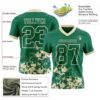 Custom Kelly Green Cream 3D Pattern Splash Authentic Football Jersey